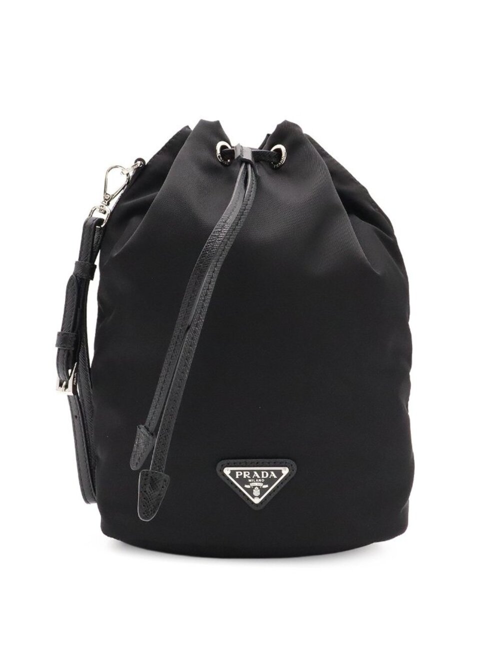 Prada Re-Nylon Triangle Logo Pouch Multi Drawstring Nylon Nero Black